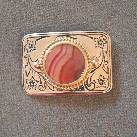 Vintage Bohemian Gypsy Festival Belt Buckle Natural Stone - Picture 1 of 6